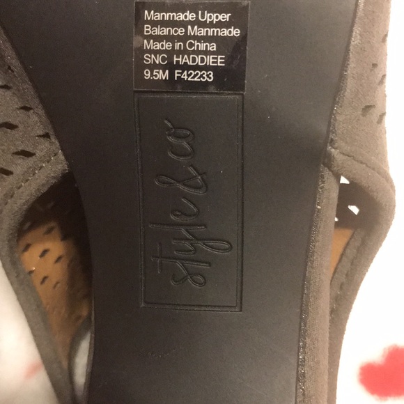 Style & Co Heels Suede like Material Dark Gray Open Toe 3”heel Zip back … - Picture 10 of 11